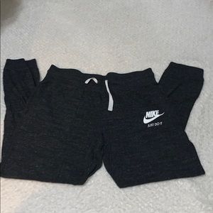 Black gray Nike joggers